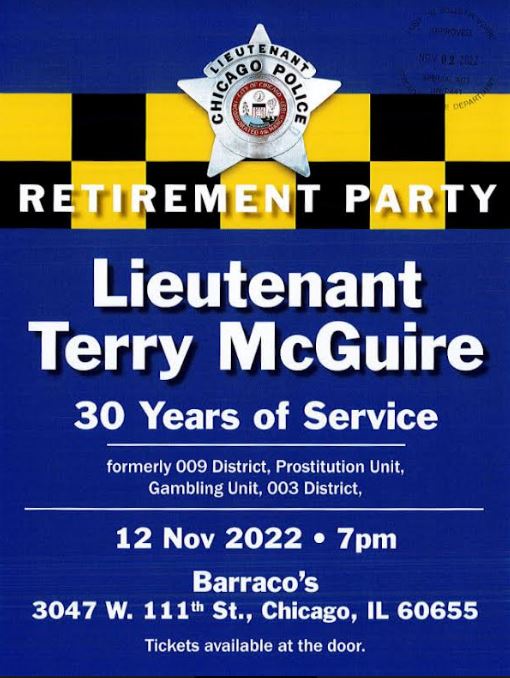 Retirement Party for Lieutenants Terry McGuire Poster